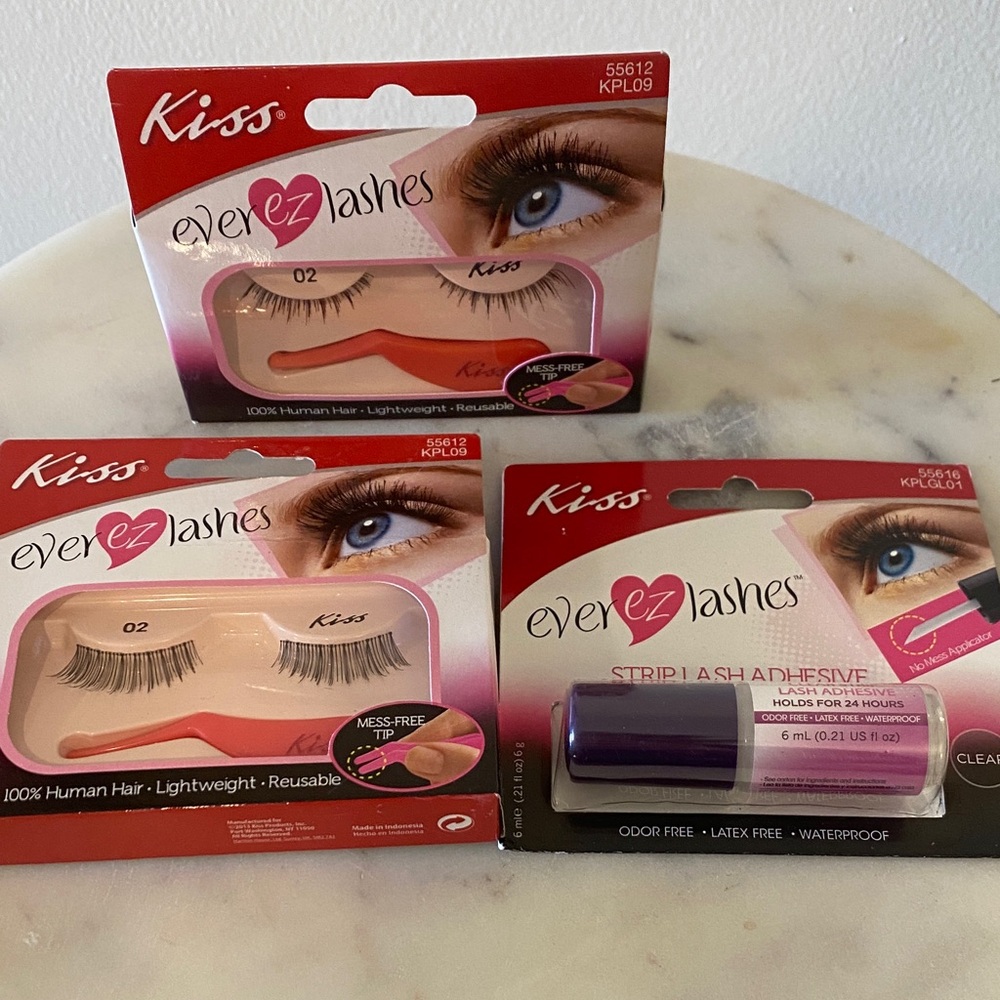 Kiss everEZ Lashes + Lash Adhesive New In Box